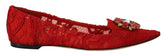 Dolce & Gabbana Red Taormina Crystals Loafers Flats Shoes -   -  Dolce & Gabbana.